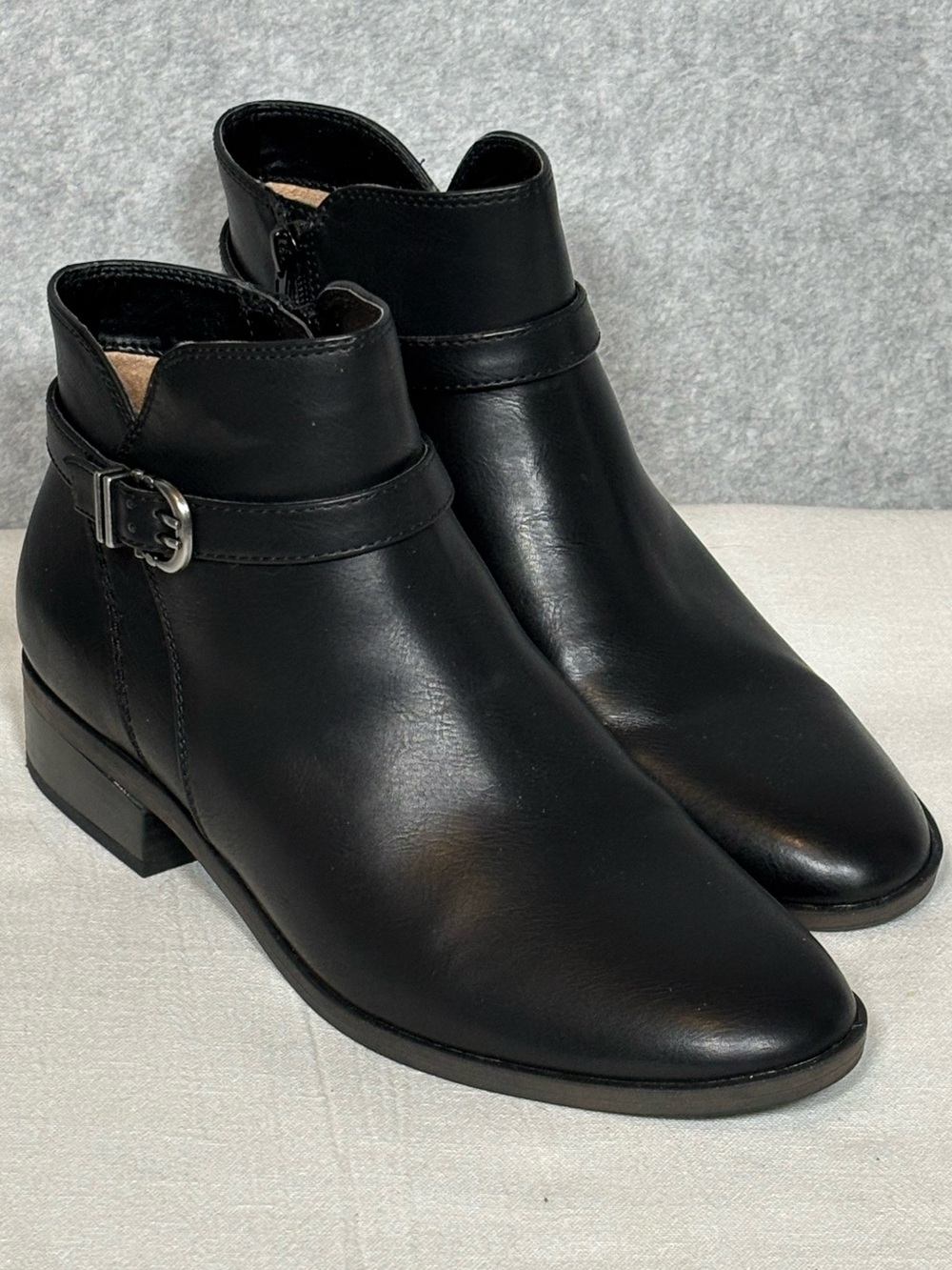 SOUL Naturalizer Rosaline Ankle Boots Buckle Zip Booties-Black-Women 10 Wide